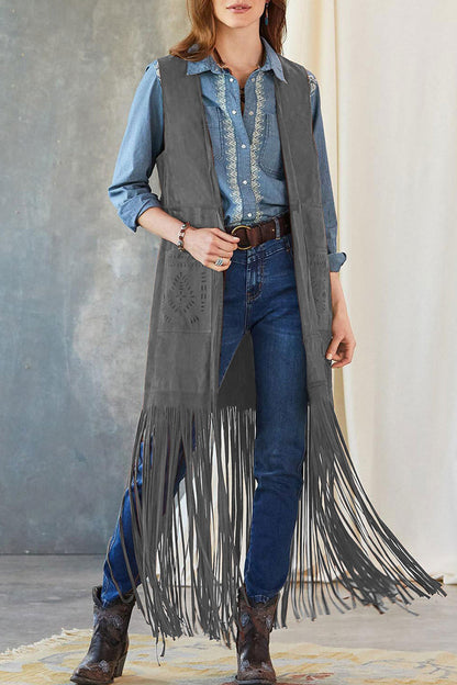 Street Tassel Cardigan Collar Outerwear