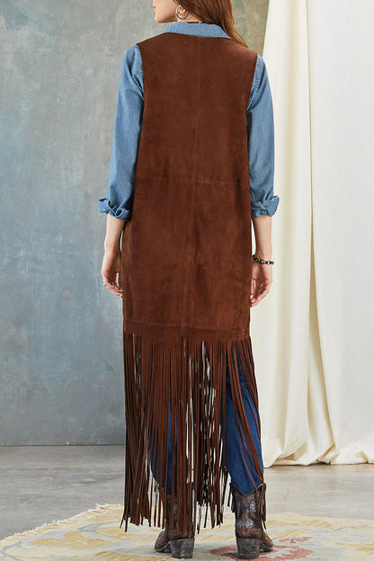 Street Tassel Cardigan Collar Outerwear