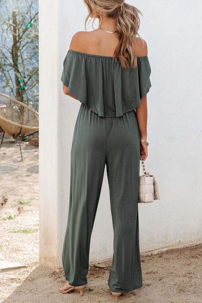 Daily Color Off the Shoulder Regular Jumpsuits(4 Colors)