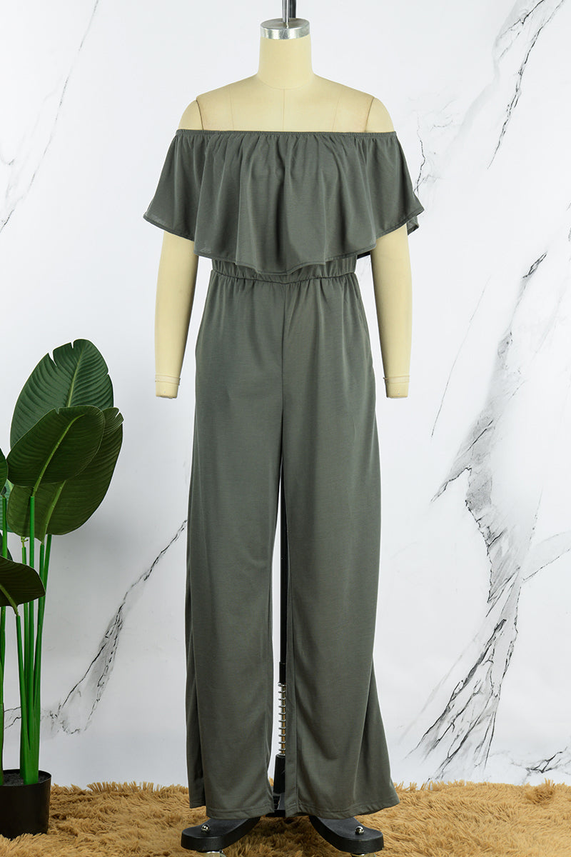 Daily Color Off the Shoulder Regular Jumpsuits(4 Colors)