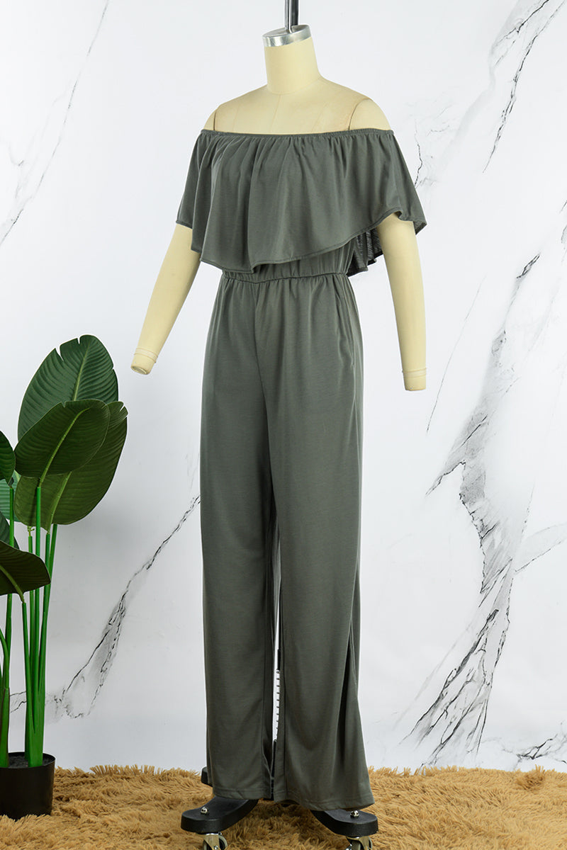 Daily Color Off the Shoulder Regular Jumpsuits(4 Colors)