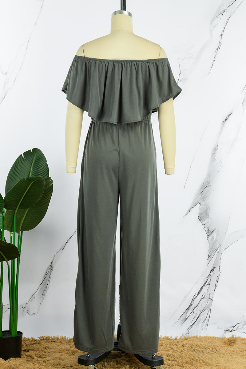 Daily Color Off the Shoulder Regular Jumpsuits(4 Colors)
