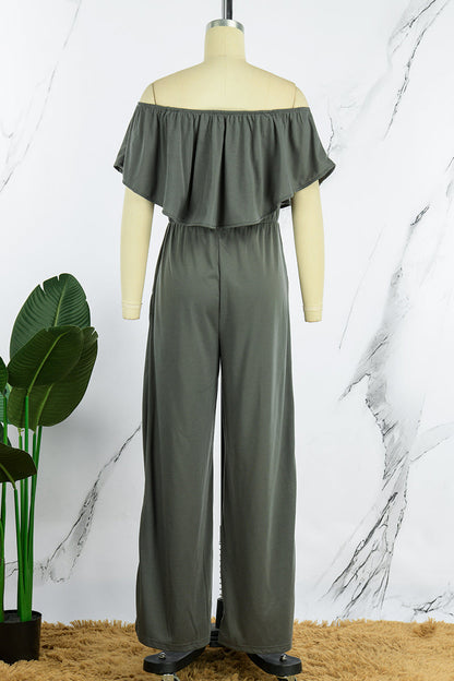 Daily Color Off the Shoulder Regular Jumpsuits(4 Colors)
