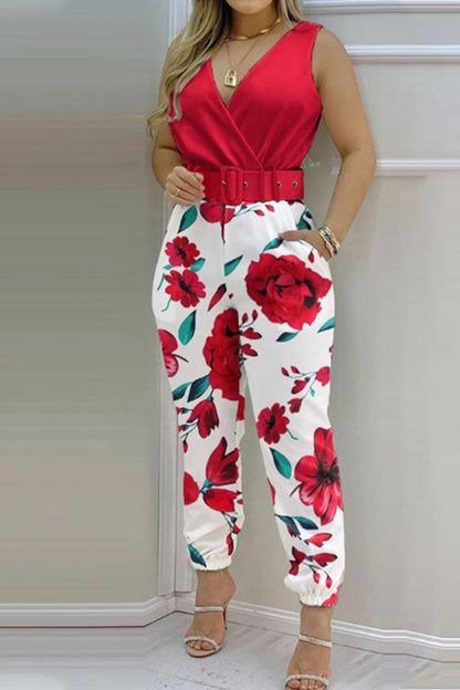 Backless With Belt V Neck Regular Jumpsuits(6 Colors)