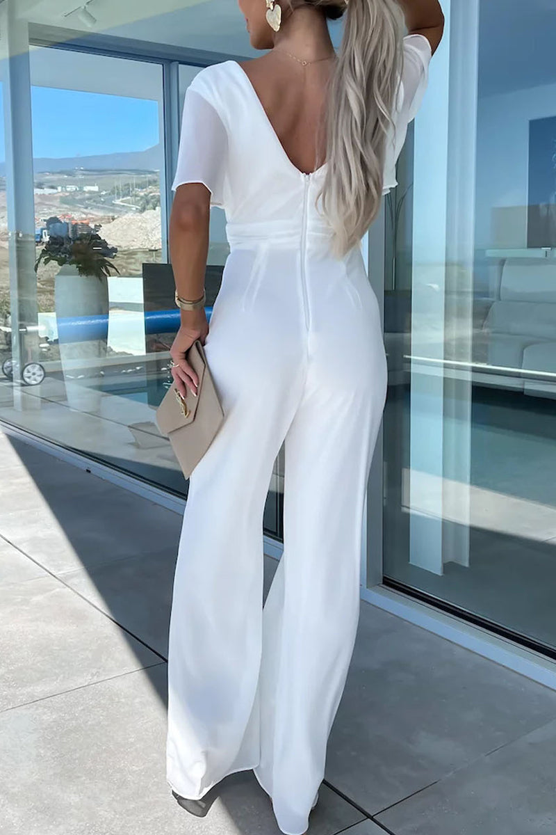 V Neck Regular Jumpsuits(4 Colors)