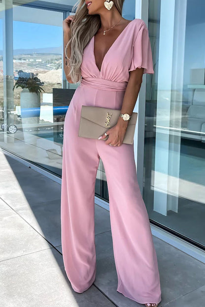 V Neck Regular Jumpsuits(4 Colors)