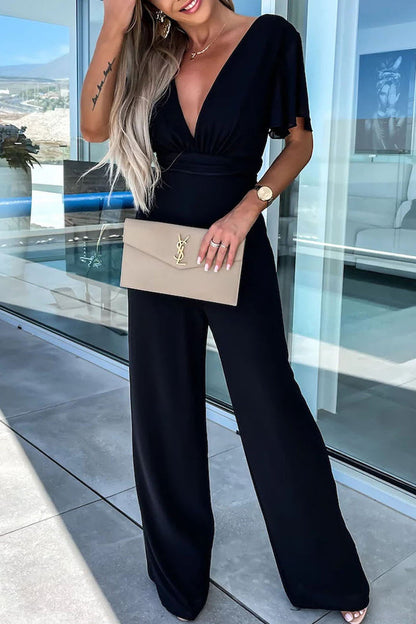V Neck Regular Jumpsuits(4 Colors)