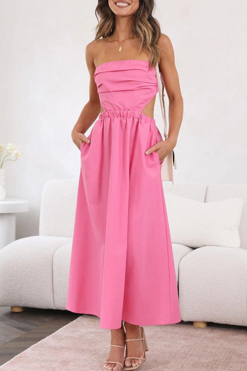 Celebrities Backless Strapless Waist Skirt Dresses
