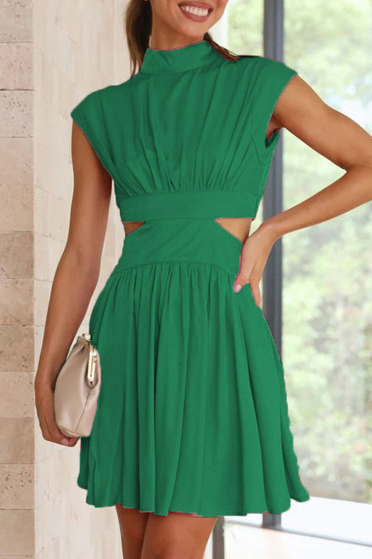 Sweet Ripped Mandarin Collar Waist Skirt Dresses