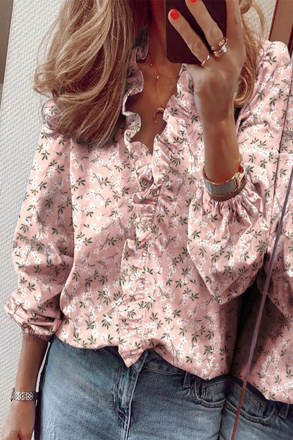Flounce V Neck Blouses(9 Colors)
