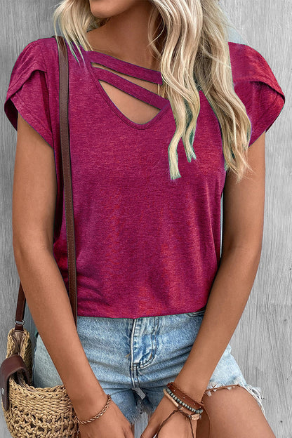 Simplicity Color V Neck T-shirts