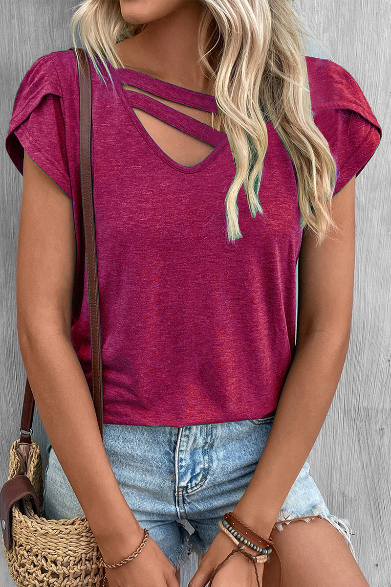 Simplicity Color V Neck T-shirts