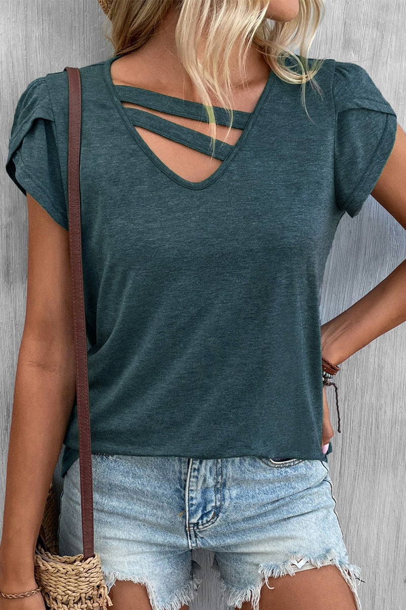 Simplicity Color V Neck T-shirts