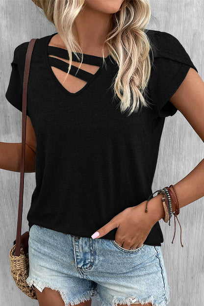 Simplicity Color V Neck T-shirts