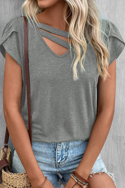 Simplicity Color V Neck T-shirts
