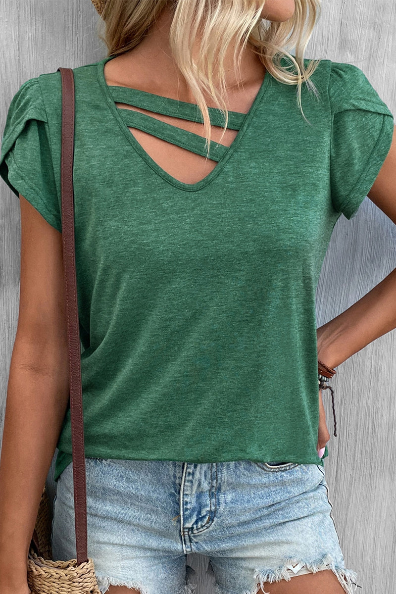 Simplicity Color V Neck T-shirts