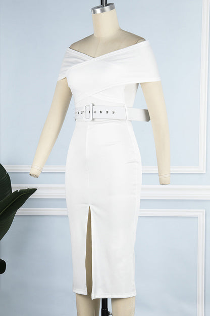 With Belt V Neck One Step Skirt Dresses(8 Colors)