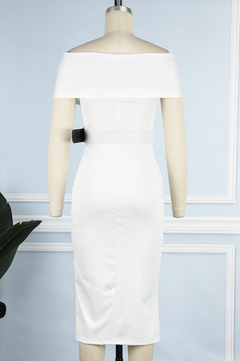 With Belt V Neck One Step Skirt Dresses(8 Colors)