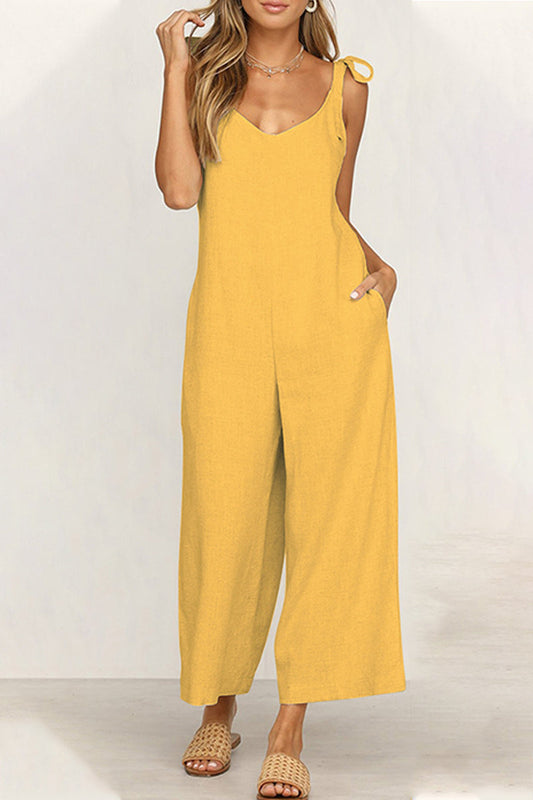 Daily Pocket V Neck Loose Jumpsuits(4 Colors)