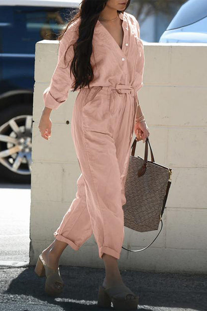 Daily Frenulum Turndown Collar Regular Jumpsuits