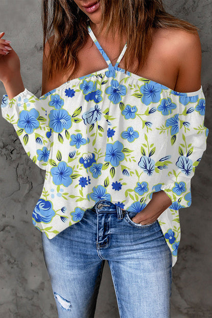 Print Patchwork Backless Halter T-shirts(15 Colors)