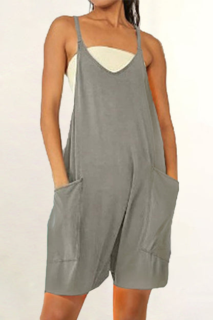 Daily Pocket V Neck Loose Jumpsuits(8 Colors)