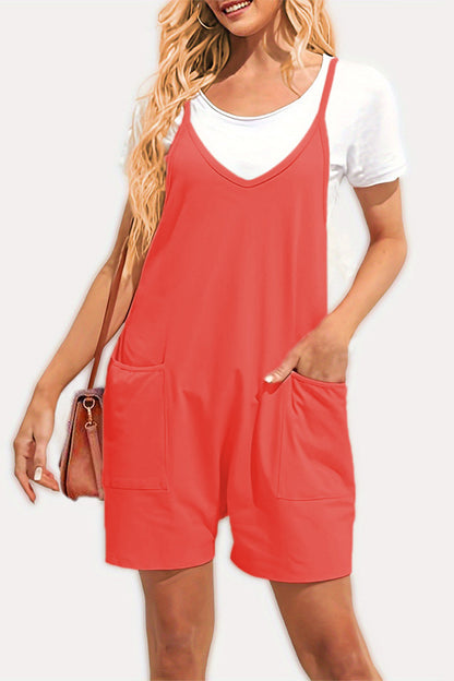 Daily Pocket V Neck Loose Jumpsuits(8 Colors)