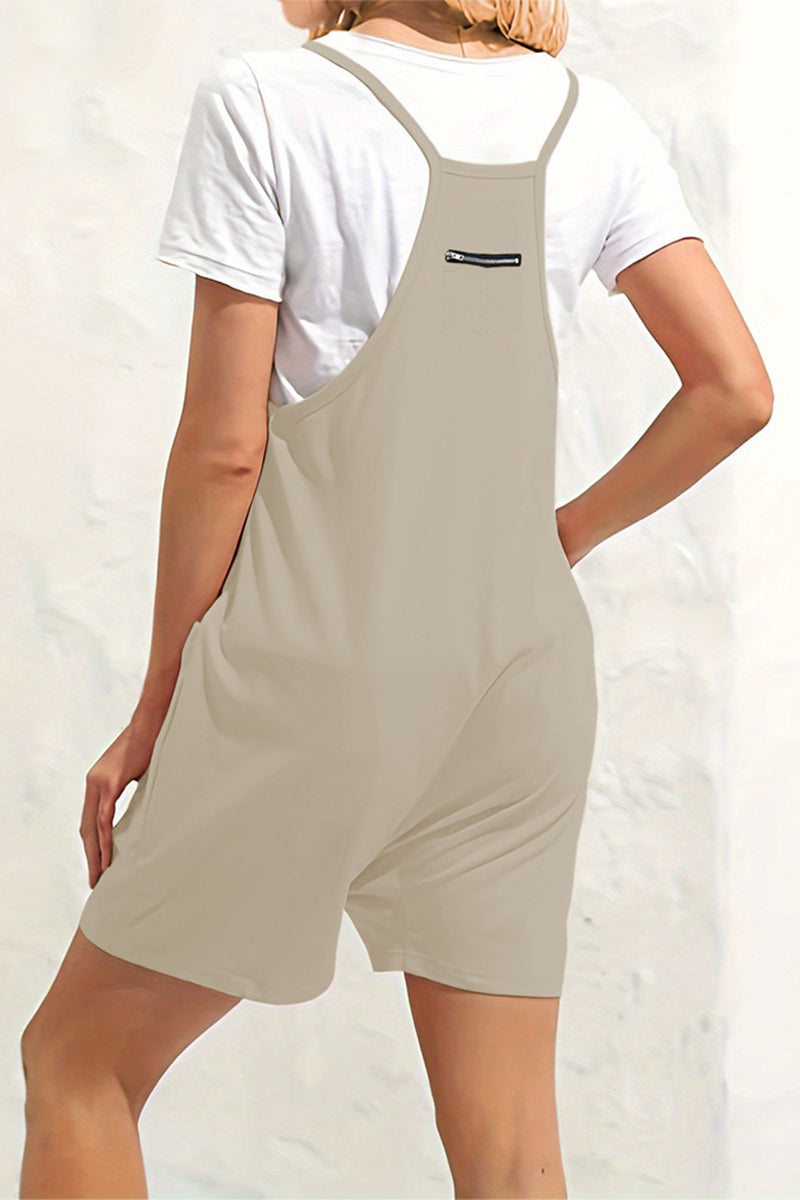 Daily Pocket V Neck Loose Jumpsuits(8 Colors)