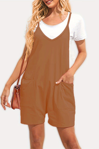 Daily Pocket V Neck Loose Jumpsuits(8 Colors)