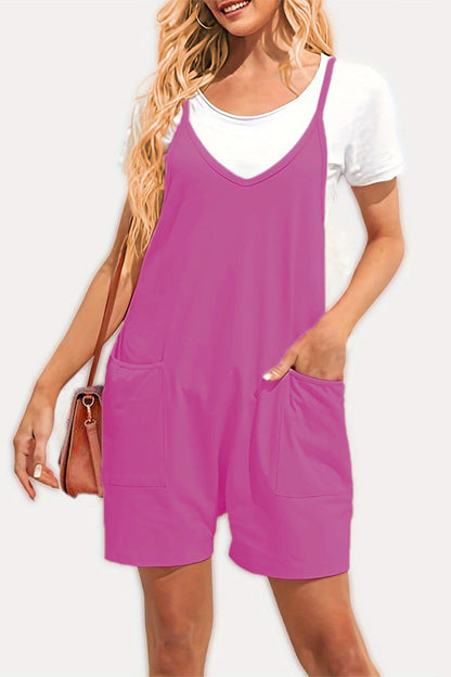 Daily Pocket V Neck Loose Jumpsuits(8 Colors)