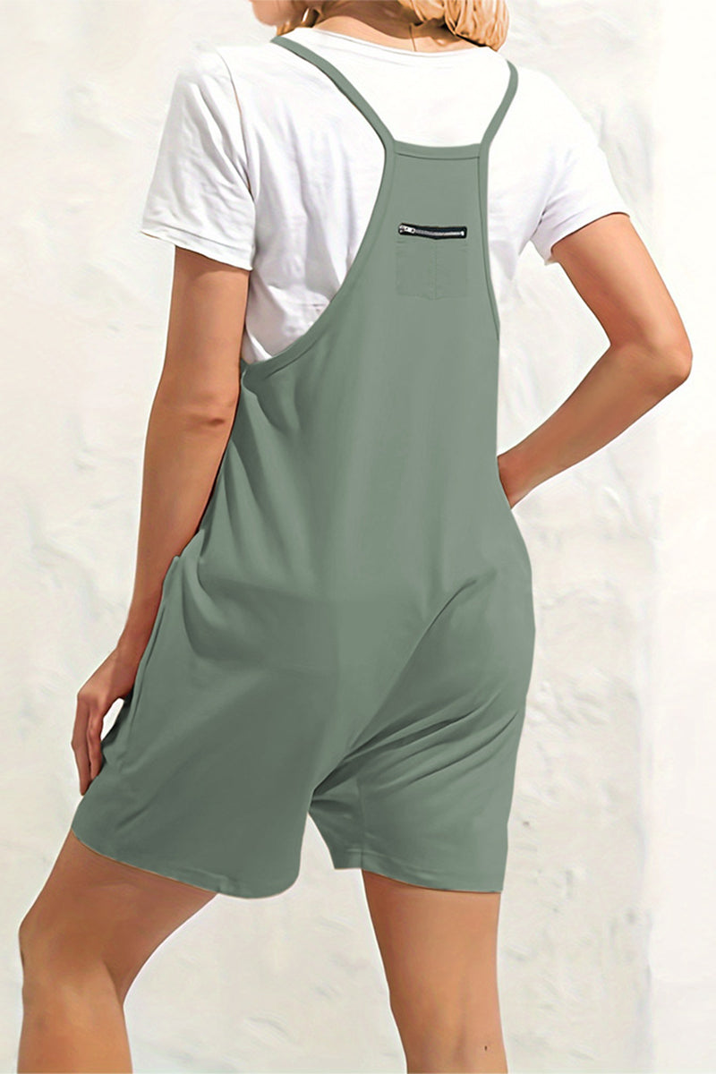 Daily Pocket V Neck Loose Jumpsuits(8 Colors)