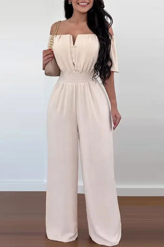 Work Celebrities Off the Shoulder Regular Jumpsuits(6 Colors)