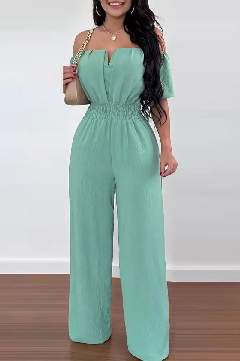 Work Celebrities Off the Shoulder Regular Jumpsuits(6 Colors)