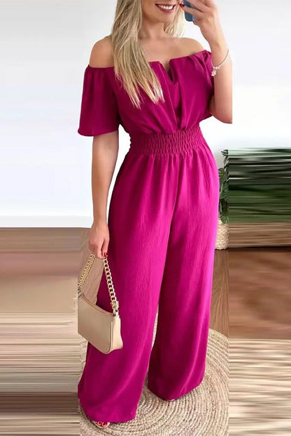Work Celebrities Off the Shoulder Regular Jumpsuits(6 Colors)
