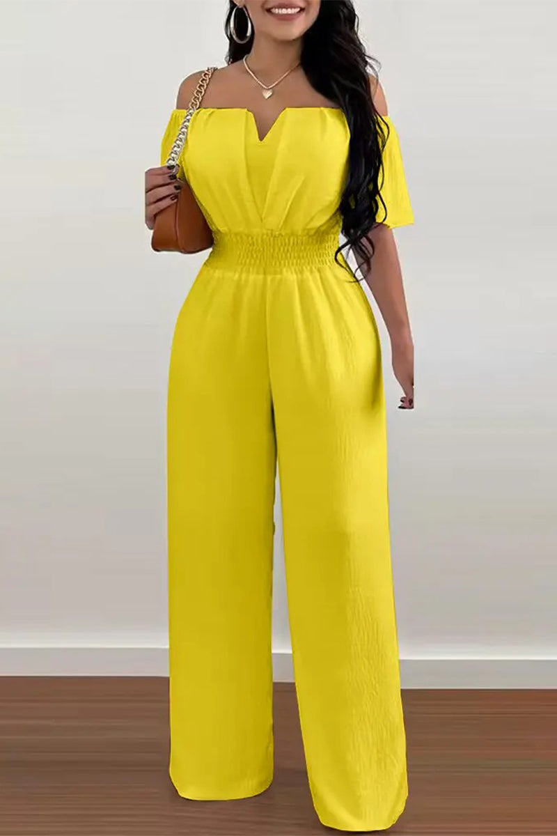 Work Celebrities Off the Shoulder Regular Jumpsuits(6 Colors)