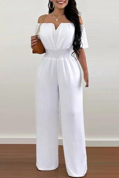 Work Celebrities Off the Shoulder Regular Jumpsuits(6 Colors)