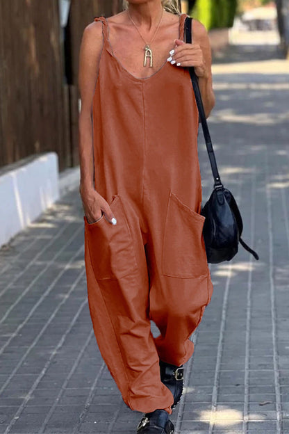 Simplicity Pocket U Neck Loose Jumpsuits(12 Colors)