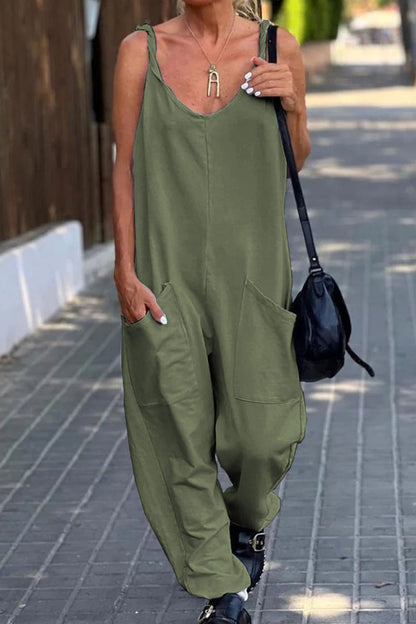 Simplicity Pocket U Neck Loose Jumpsuits(12 Colors)