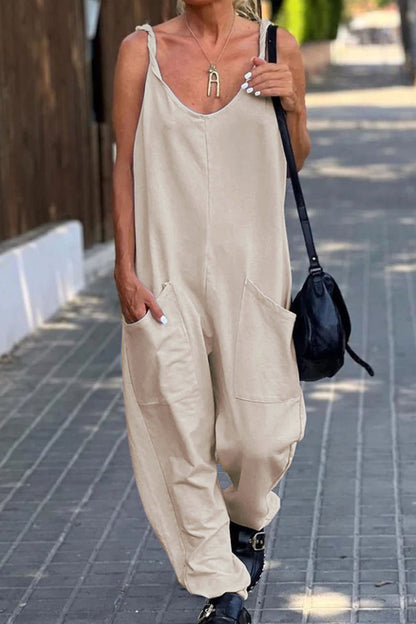 Simplicity Pocket U Neck Loose Jumpsuits(12 Colors)