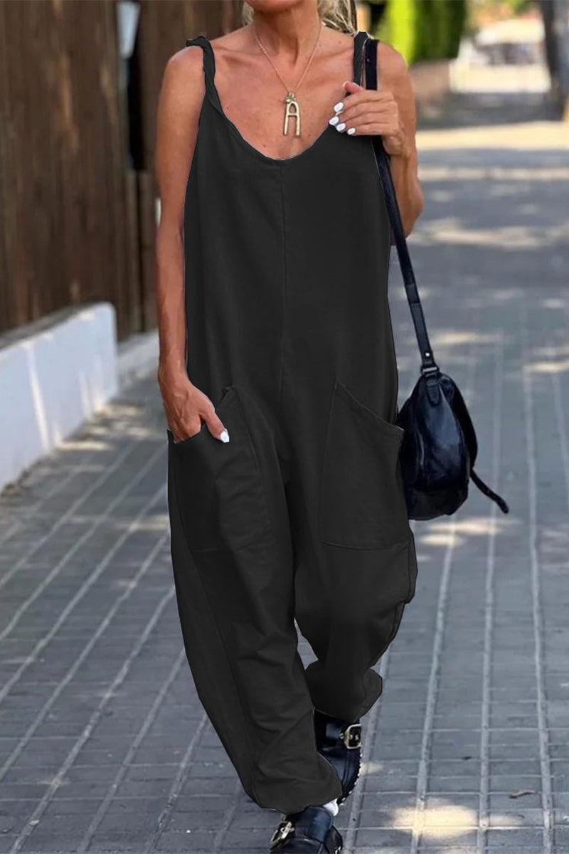Simplicity Pocket U Neck Loose Jumpsuits(12 Colors)