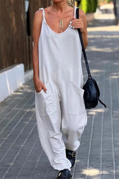 Simplicity Pocket U Neck Loose Jumpsuits(12 Colors)