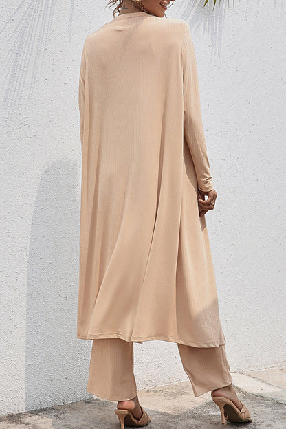 Daily Frenulum Cardigan Collar Long Sleeve Two Pieces