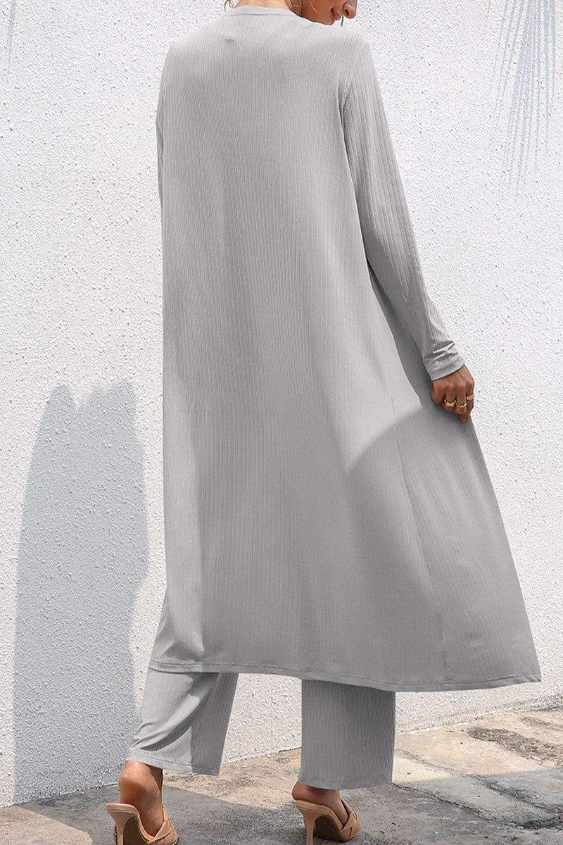Daily Frenulum Cardigan Collar Long Sleeve Two Pieces