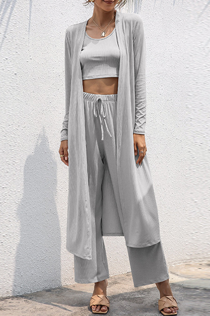Daily Frenulum Cardigan Collar Long Sleeve Two Pieces