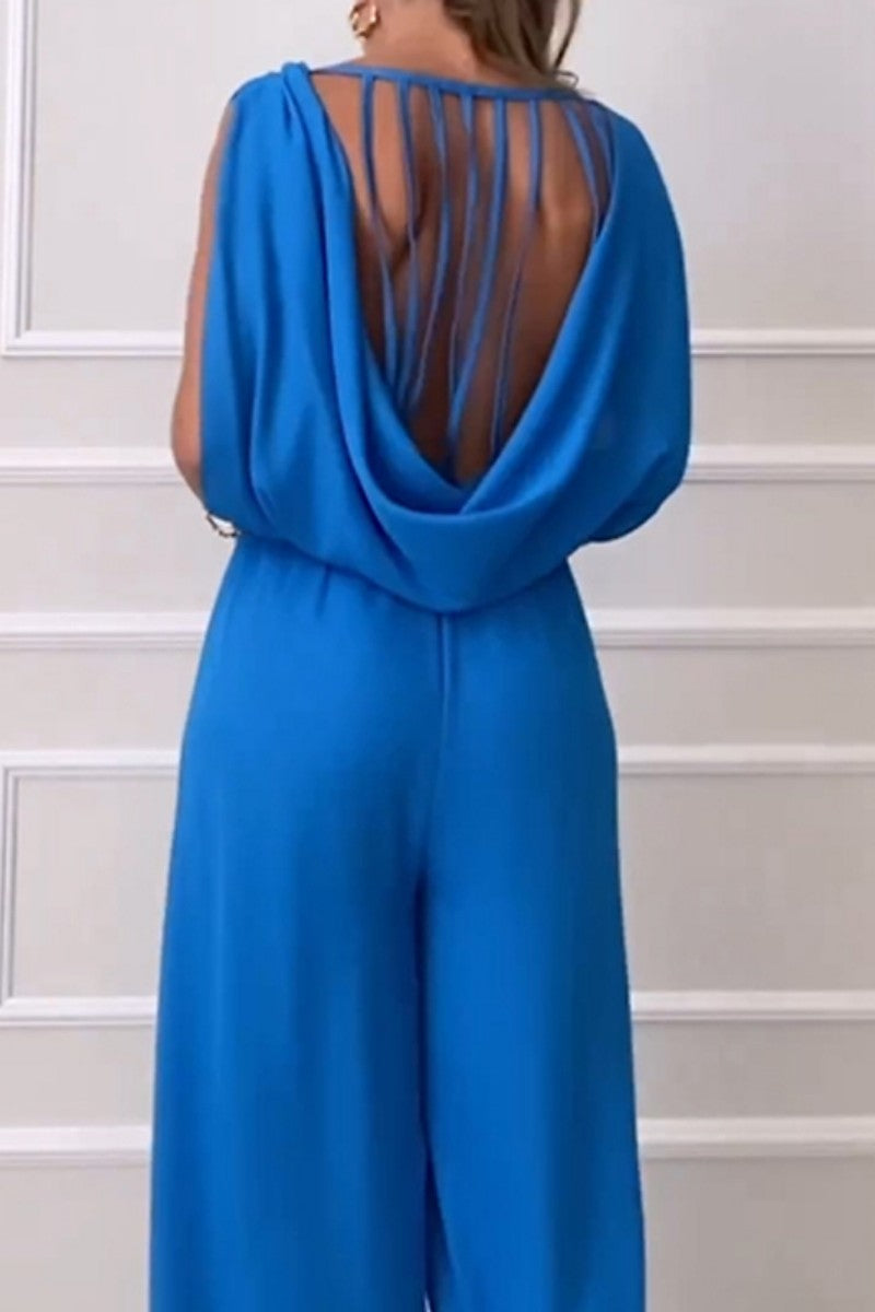 Backless O Neck Regular Jumpsuits(2 Colors)