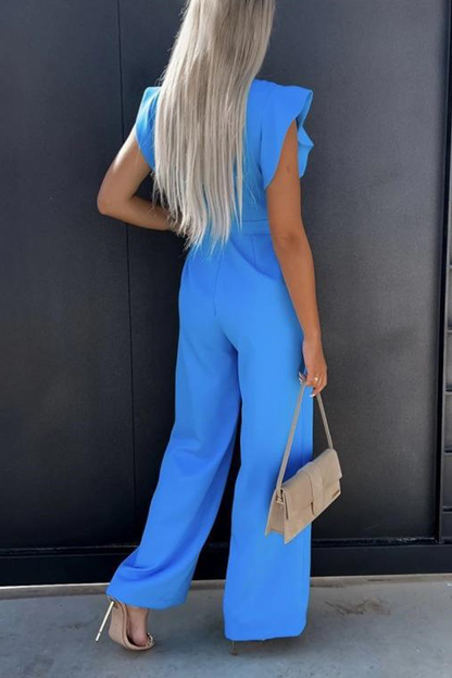 Pocket Frenulum O Neck Regular Jumpsuits(5 Colors)