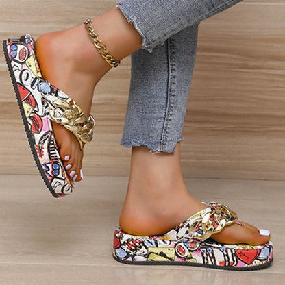 Graffiti Patchwork Color Round Comfortable Shoes