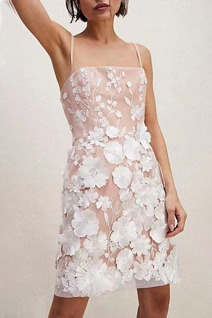 Celebrities Embroidered Strapless One Step Skirt Dresses