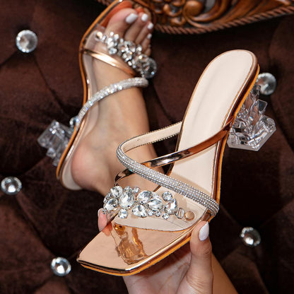 Patchwork Rhinestone Square Out Door Wedges Shoes (heel Height 3.15in)