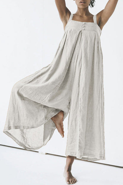 Simplicity Buttons Strapless Loose Jumpsuits(4 Colors)